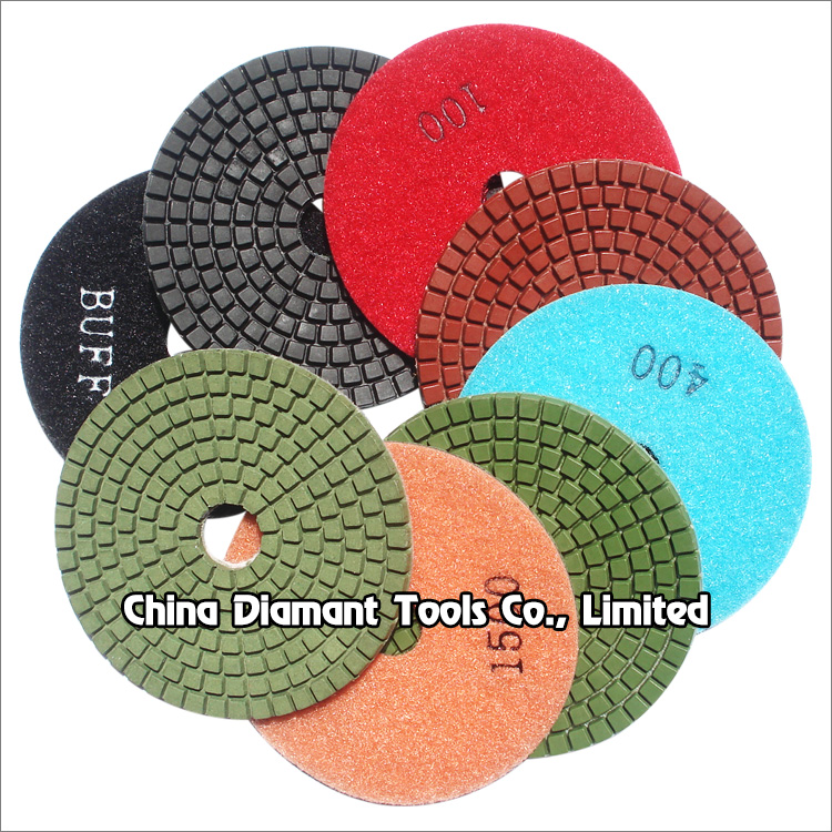 Resin bond wet use flexible diamond polishing pads for stone - normal shape