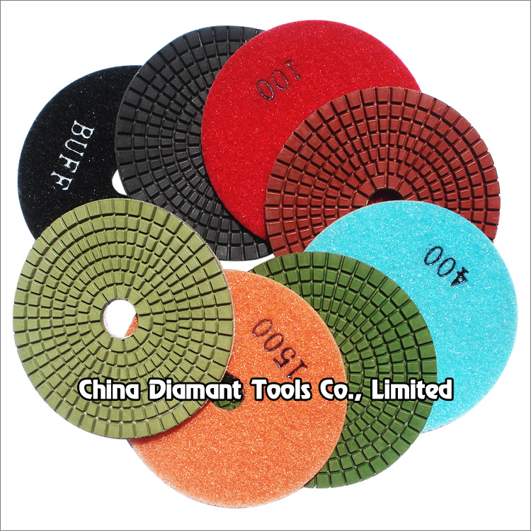 Flexible diamond polishing pads resin bond wet use for stone granite - radial shape