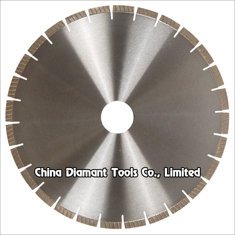 Diamond saw blades for granite slab edge cutting - diagonal groove segments